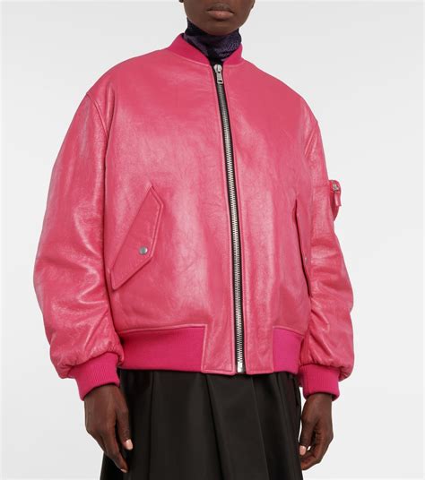 prada pink leather bomber|Prada leather jacket for women.